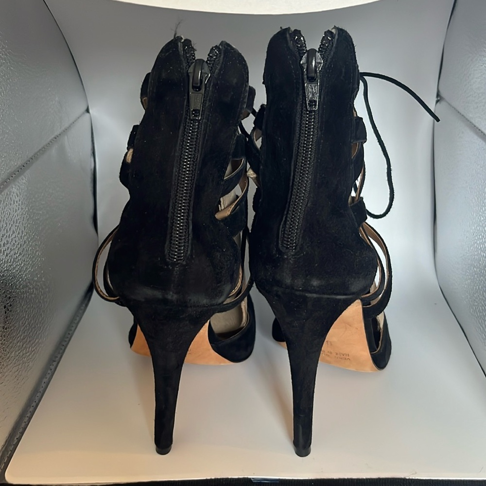 Mercanti Florentini “Ghilli” Designer lace up heels 9 Italy Black Suede - Picture 3 of 9